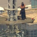 Two climbers scaled the Empire State Building's antenna spire, unfurled a banner, and staged a marriage proposal.