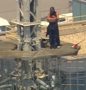 Two climbers scaled the Empire State Building's antenna spire, unfurled a banner, and staged a marriage proposal.