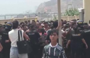 Hundreds of migrants entering Ceuta, Spain's autonomous city on Morocco's northern coast.