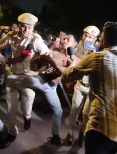 Anti-reservation protest at Jantar Mantar in New Delhi.