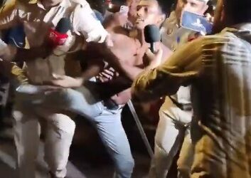 Anti-reservation protest at Jantar Mantar in New Delhi.
