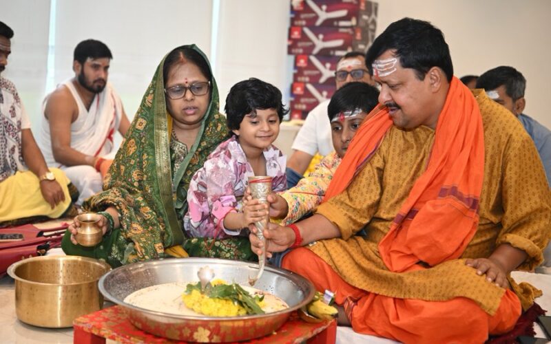 BJP president Nitin Nabin celebrates Nag Panchami on Monday.