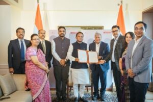Odisha Chief Minister Mohan Charan Majhi with business leaders in Bhubaneswar.