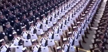 The women unit of the Chinese PLA in a parade on National day.