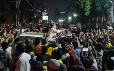 Jan Suraj founder Prashant Kishor in a road show after his victory from Bankipur Assembly seat.