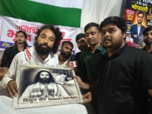 Jharkhand student leader Devendranath Mahto at his Ranchi protest,