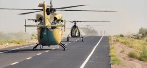 Military chopper landed on a highway built under Bharatmala scheme in Rajasthan.