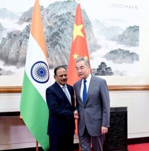 NSA Ajit Doval with China's FM Wang Yi in Beijing during 25th round of SR level talks.