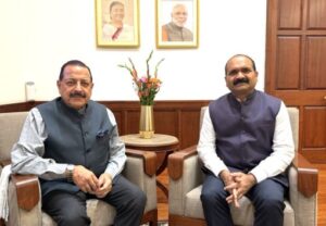 Newly appointed Director of the Lal Bahadur Shastri National Academy of Administration B. Rajender called on Union Minister Jitendra Singh.