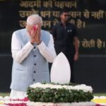 Prime Minister Narendra Modi pays floral tributes to late Atal Bihari Vajpayee.