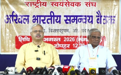 RSS holds a press conference in Hyderabad ahead of a key coordination meeting.
