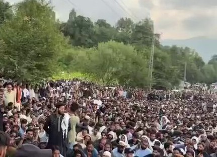 Security personnel stand guard amid protests and election-related unrest in Pakistan-occupied Kashmir.