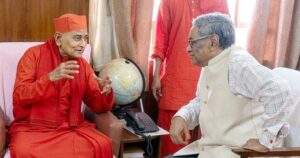 West Bengal Finance Minister Swapan Dasgupta at the Ram Krishna Mission in Kolkata.
