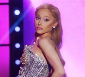 Ariana Grande performing on the Eternal Sunshine Tour.
