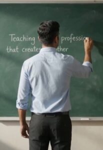 A teacher tells importance of teaching profession.