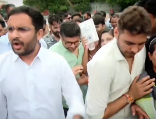 CJP protest at parliament street in New Delhi on Friday.
