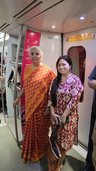 Nirmala Sitharaman Travels on Delhi Metro for PM MUDRA Yojana Interaction