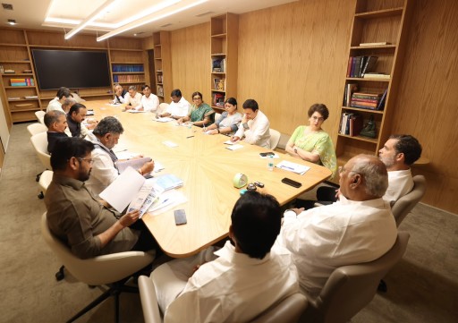 Congress leader Rahul Gandhi attends a key meeting of the party.