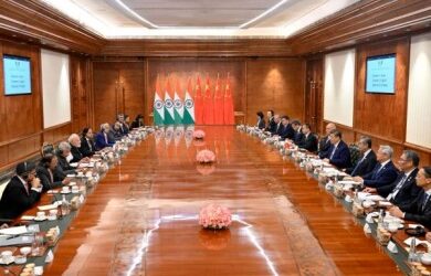 Prime Minister Narendra Modi and Chinese President Xi Jinping at India-China bilateral talks during BRICS Summit 2026.