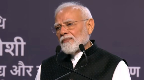 Prime Minister Narendra Modi at SRCC College on Saturday.
