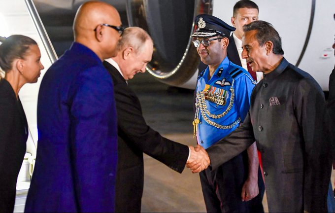 Russian President Vladimir Purin arrives in New Delhi for BRICS Summit on Friday.