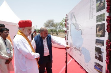 Union Home Minister Amit Shah near Santej facility of Aravind, home to its largest manufacturing ecosystem, to inaugurate Integrated Lake & Ecosystem Restoration initiative at Khatraj lake.