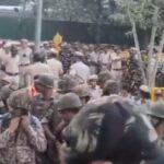 Massive deployments of police were senn at Jantar Mantar in New Delhi on Sunday.