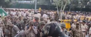 Massive deployments of police were senn at Jantar Mantar in New Delhi on Sunday.