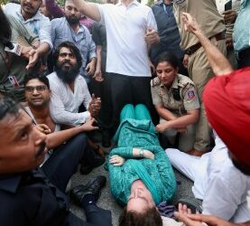 INDIA bloc MPs led by Rahul Gandhi stage a sit-in on a Delhi road after being stopped on the way to Jantar Mantar.