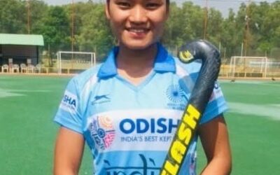 Lalremsiami of India celebrates scoring the winning goal against China in the Asian Games women’s hockey final.