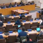 Anuj Swarup, India's First Secretary, speaks at the UN General Assembly Third Committee in New York.