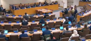 Anuj Swarup, India's First Secretary, speaks at the UN General Assembly Third Committee in New York.